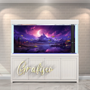 Stiker Background Aquarium Vinyl Premium Tahan Air - Beautiful Mountains (BM)