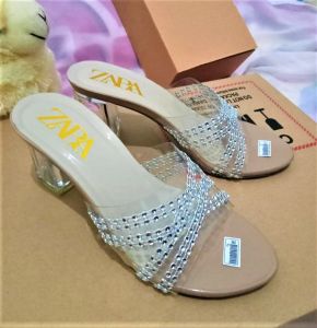Heels wanita Tali Permata / Sepatu Hak Kaca/Sandal Hak Murah/ Hak Tahu