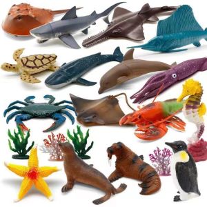 Large Size Durable Child Safety Eco-Friendly Ocean Animal Toy Set Whale Dolphin Birthday Gift Educational Simulation Plastic Model