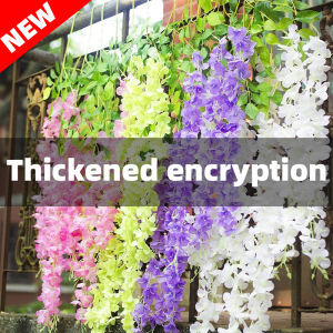 110cm/12PCS Artificial Fake Wisteria Vine Ratta Hanging Silk Flowers String Home Party Wedding Decor