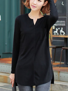 Womens Spring Loose Autumn Clothing Upper Clothes Long Sleeves T-shirt