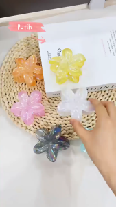 Jepit Rambut Akrilik Bunga Kamboja Plumeria Jepitan Rambut Warna Jelly Warna Soft Ukuran 8cm - KU105
