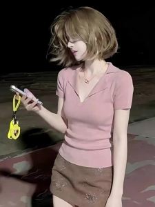 V-Neck Slim Fit Knitted T-Shirt