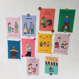 Korean Style Childrens Art Poster Card Warm Cute Family Wall Decoration Photography Props Card Simple Modern Home Decor