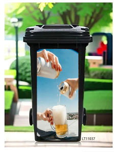 Modern Pink Marble Trash Can Sticker Fluid Art Design Waterproof Removable Outdoor Garbage Bin Decor