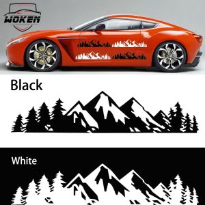 【WOKEN】2PCS Snow Mountain Forest Style Car Stickers Window Glass Decals Fender Stickers Trunk Logo Stickers Car Exterior Decoration Stickers