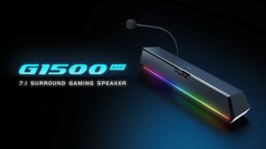 HECATE G1500 BAR 7.1 Surround Sound Gaming Speaker USB/Bluetooth 5.3 Gaming Speaker with Mic 4 Drive/EQ Adjust/RGB Lights/Tri-mode Sound Effect Desktop Speaker for PS4/PC/Notebook