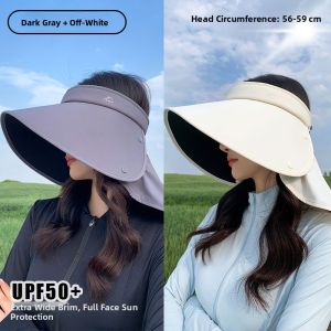 MiiOW | Casual Womens Foldable Sun Protection Hat Large Brim Scarf Shoulder Length UV Protection 50 Plus Outdoors Traveling Hat
