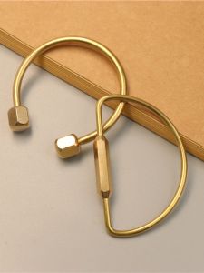 Handmade Brass Keychain Metal Car Waist Hanging Simple Design Vintage Ruler D-Shaped Waterdrop U-Shaped Ring Key Holder