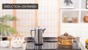 TWK Double Electric Embedded Cooktop 2400W Induction Cooker & 2400W Ceramic Stove Dual Burner Smart LED Touch Screen With Child Lock & Timer Stove Hobs