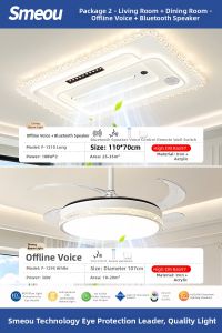 smeou | Full Spectrum Eye Protection Fan Light with Bluetooth Speakers and Smart Offline Voice Control