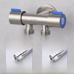 Stainless Steel Angle Valve One in Two out Three Way Distributor Faucet for Washing Machine Balcony Connector Water Distribution Valve