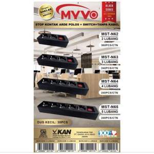 Stop Kontak Colokan 3 Lubang Terminal N63 SAKLAR HITAM MYVO MJ Elektric