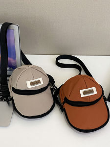 Canvas Mini Crossbody Bag for Women 2025 New Style Trendy Phone Purse Bucket Shape Single Strap Nylon Material Solid Color