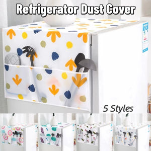 Waterprrof Refrigerator Dust Cover Cartoon Printed Washing Machine Cover With Hanging Pocket
