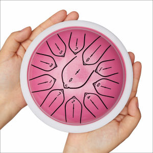 Hluru 5.5 inch Steel Tongue Drum Overtone 11 Notes Key D Tank Drum for Kids Gifts Glucophone Handpan Meditation Instrument