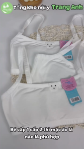Áo Lá Cho Bé Gái Cotton Mút Mỏng Nhẹ Hình Gấu Dễ Thương Chất Vải Mềm Mịn Co Giãn Thoáng Khí AL1112 (MÃ A15)