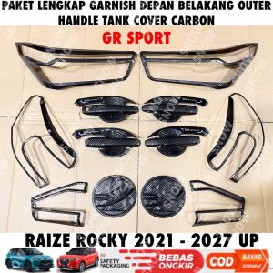 Paket Lengkap Raize Rocky 2021 2024 2025 2026 2027 Garnish Depan Belakang Outer Handle Tank Cover Hitam Carbon Glossy