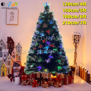 O-KAY Fiber Optic Christmas Tree/ 120cm-240cm Christmas Tree with Decoration Complete Set/ Fairy Lights Christmas Tree With Built In Lights/ Artificial Christmas Tree Fiber Optic Christmas Tree LED Multicolor Lights Christmas Tree