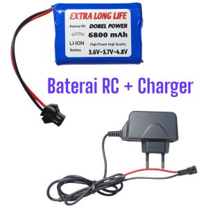 Termurah!..Baterai RC Dobel power 3.7V~4.8Volt ~ 6800mAh + Charger soket hitam 2PIN awet tahan lama