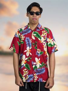 Kemeja Pantai Bali - Baju Kemeja Hawai Pria Floral | Rocket Bali Ravenala Red