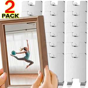 2Pcs Stainless Steel Photo Frame Hooks Hanging Picture Strong Adhesive Waterproof Hook Traceless Punch-free Living Room Racks