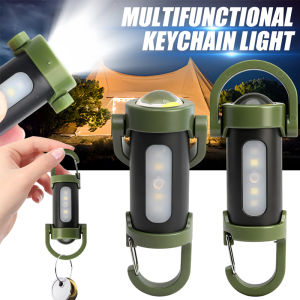 Mini Keychain Flashlight Rechargeable Pocket COB Working Light Outdoor Hook Emergency Warning Light for Camping Walking Hiking