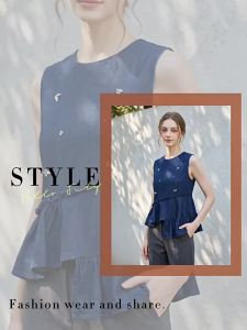 7.Modifier | Áo Nữ Dây Ruffle Cổ Tròn Không T Tay
