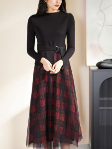 ชุดเดรสยาวผ้าลูกไม้สไตล์ใหม่ฤดูใบไม้ผลิ 2025 ทรงเอ เอวกลาง แขนยาว ปกติ ผ้าผสมอื่นๆ ทรงเอ ชุดเดรสยาวปานกลาง