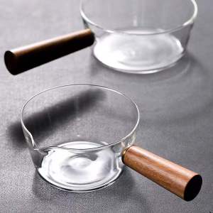 Single Handle Side Grip Glass Milk Pan Transparent High Borosilicate Soup Pot Small Stove Top Heat Resistant Cooking Utensil