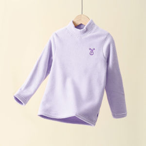 Warm Fleece Lined High Collar Base Layer Shirt for Children Boys Girls Inner Wear School Uniform Top Thermal Underwear T-Shirt