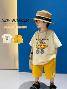 Boys Summer Cartoon Short Sleeve Loose Two-Piece Set Baby Casual Clothes Lightweight Cotton Blend Comfortable Baby Outfit