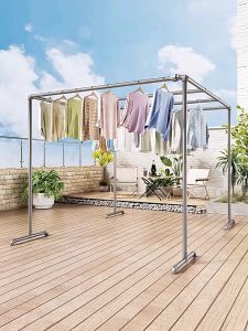 IDEAL ราวตากผ้า ราวแขวนผ้าโครงเหล็ก สแตนเลส ราวตากผ้าทรงเหลี่ยม ราวตากผ้าท่อเหล็ก ประกอบง่าย กันนำ้ ท่อเหล็กหนาขึ้นมั่นคงไม่เขย่าแข็งแรงทนทาน