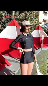 Đồ bơi nữ dài tay kín đáo bộ đồ bơi 2 mảnh chống nắng tốt - B001 - Yuke Swim