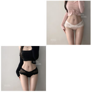 French Lace Underwear Womens New 2025 Pure Desire Micro Translucent Heart Spotted Net Satin mid Waist Triangle Pants