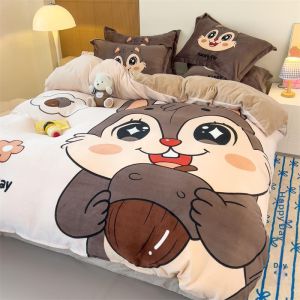 YAOKANG | Thickened Warm Milk Coral Fleece Bedding 4-piece Set