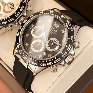 OLEVS 2875 Chronograph Sport Luxury Watch High Quality Silicone Strap Watches Men Quartz Wristwatch Waterproof Timepiece
