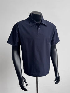 Áo Thun Polo Tay Ngắn Màu Xanh Lam Cổ Polo Nam Dáng Rộng Thoáng Khí Cotton 100% Mùa Hè 2025 Thời Trang Thường Ngày