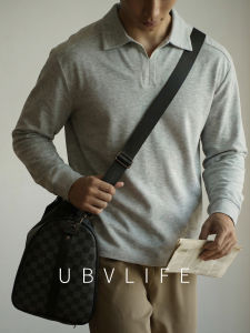 UBV | POLO Collar Long Sleeve T-Shirt Mens Loose Fit