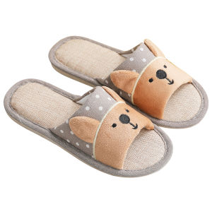 Dép Vải Lanh Cotton Mùa Hè Cho Nữ Dép Vải Lanh Cotton Hoạt Hình Dùng Trong Văn Phòng Dép Lót Sàn Gỗ Cho Khách Tại Nhà Mùa Xuân Thu