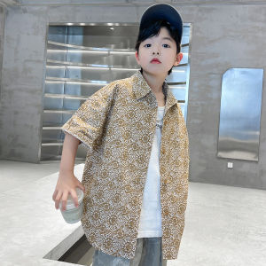 Thin Short Sleeve Shirt for Boys with Turn-down Collar