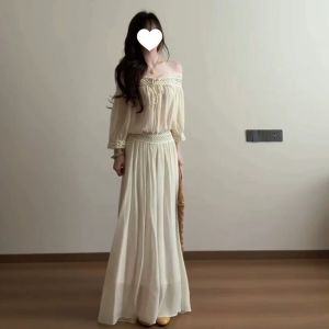 Karrar betsey | Đầm Maxi Một Bờ Vai Phối Ren Chiffon Dáng Cao