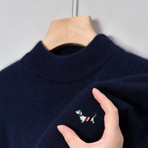 Áo Len Nam Cao Cấp Cổ Giả Thêu Hình Chó Chất Liệu Mềm Mại Ấm Áp Thời Trang Thu Đông Dày Dặn Chất Liệu Polyester Acrylic Viscose