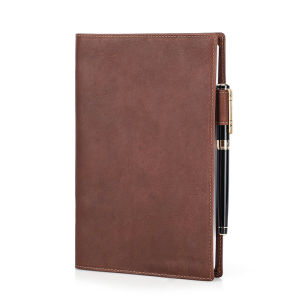 Hiram Genuine Cowhide Leather Handmade A5 B5 Book Cover Bag  Notebook Case Office School Travel Diary Retro Book Accessories