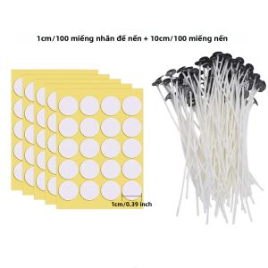 Bộ Dụng Cụ Làm Nến Tự Làm - 100 Chiếc Tim Đèn Bấc Cotton Phủ Sáp Sẵn 2.6-20cm Kèm Miếng Dán Đế Cho Phụ Kiện Làm Nến Thủ Công