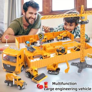 kids musical engineering vehicle toy alloy truck crane trailer educational toy boys and girls gifts
