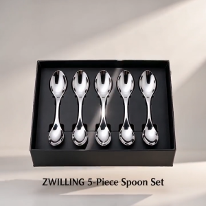 German Zwilling large rice spoon 5 pieces set of stainless steel spoon 304 food grade soup Stainless Steel Spoon Set