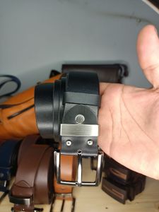 Sabuk Kulit Pria Asli Gesper Kulit Original jarum 1 Ikat pinggang kulit sapi asli selapis laki-laki-Murni 100% tanpa lem dan lapisan (BIG SIZE-READY) Laki-laki tiga warna Hitam Cokelat dan tan.