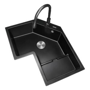 yedeeo | Chậu Rửa Bếp Đá Quartz Góc Lớn Một Hố