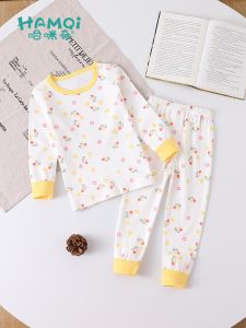 Hamqi | Spring & Autumn Pure Cotton Floral Childrens Underwear Set Long Sleeve